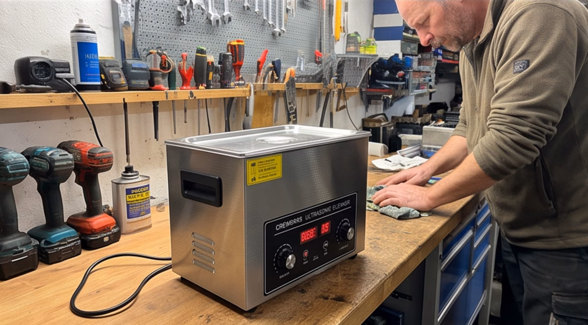 creworks 32l ultraschallreiniger mit heizung und timer test aufbewahrung alltag